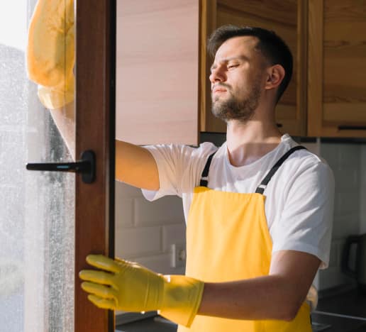 a man who cleans a window - end of lease cleaning