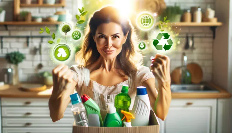 Eco-responsible woman eliminating chemicals in favor of green solutions